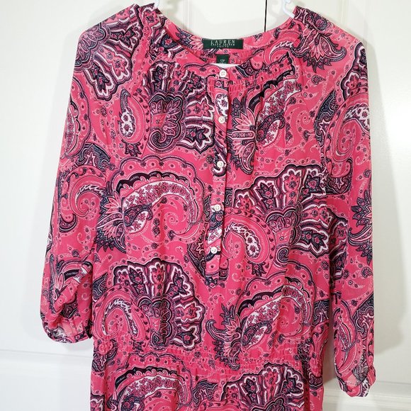 New Ralph Lauren Pink Paisley Dress - Picture 8 of 14